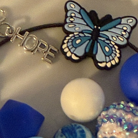 DIY craft kit - Silicone Beaded Wristlet Keychain. Colorectal Cancer Awareness - Picture 2 of 3